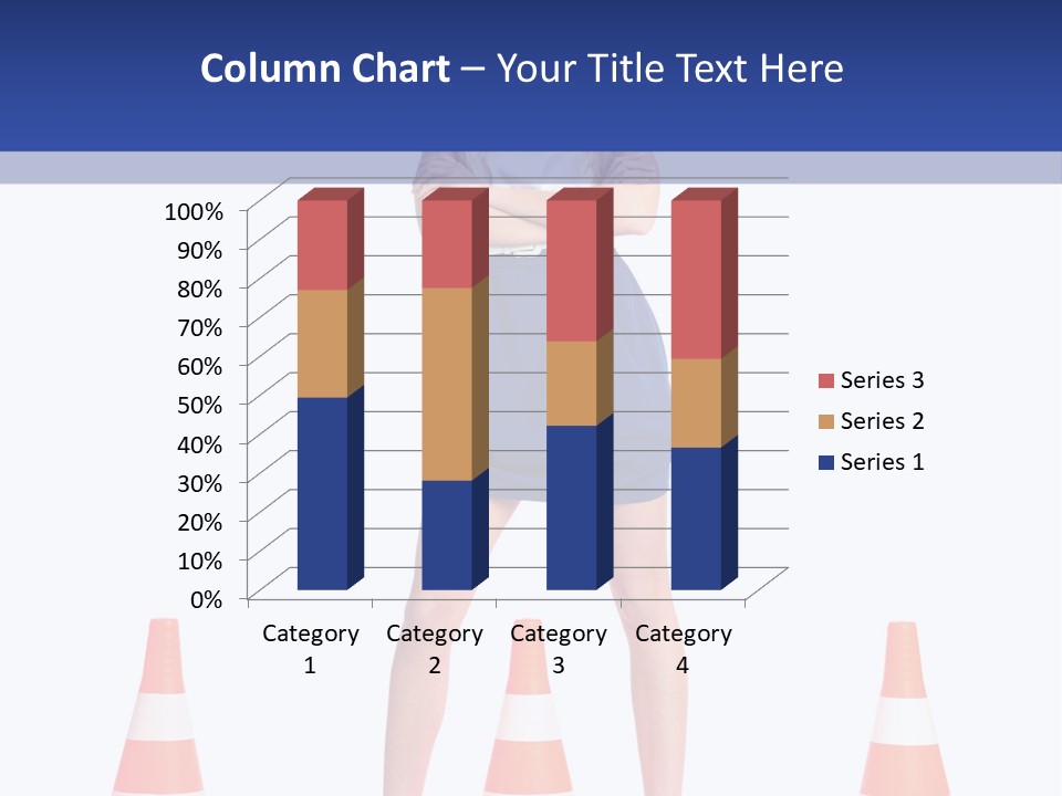 A Woman Standing In Front Of Orange Traffic Cones PowerPoint Template