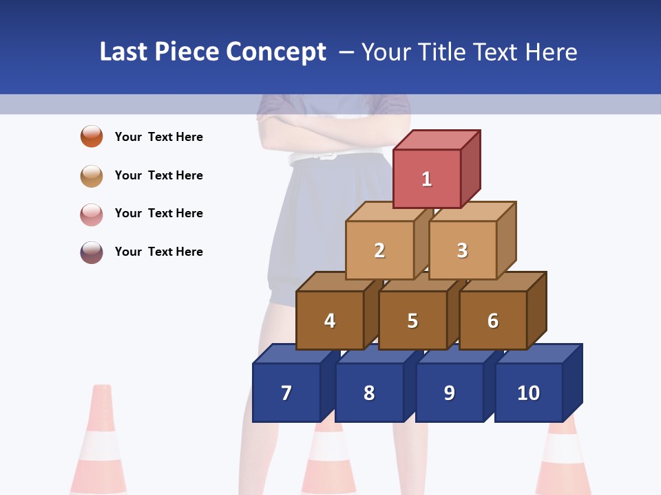 A Woman Standing In Front Of Orange Traffic Cones PowerPoint Template