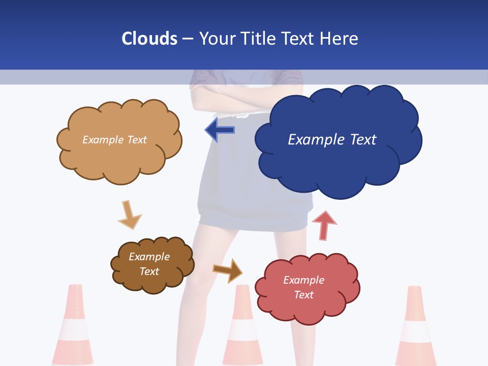 A Woman Standing In Front Of Orange Traffic Cones PowerPoint Template