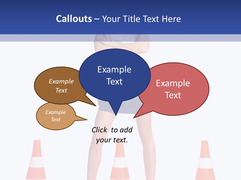 A Woman Standing In Front Of Orange Traffic Cones PowerPoint Template