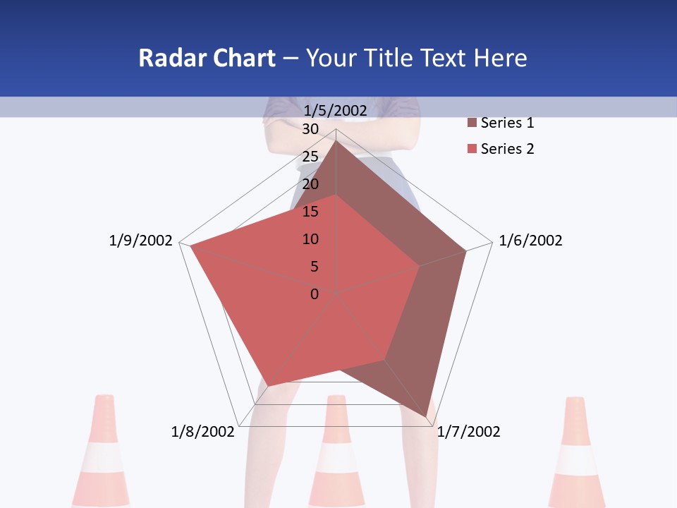 A Woman Standing In Front Of Orange Traffic Cones PowerPoint Template