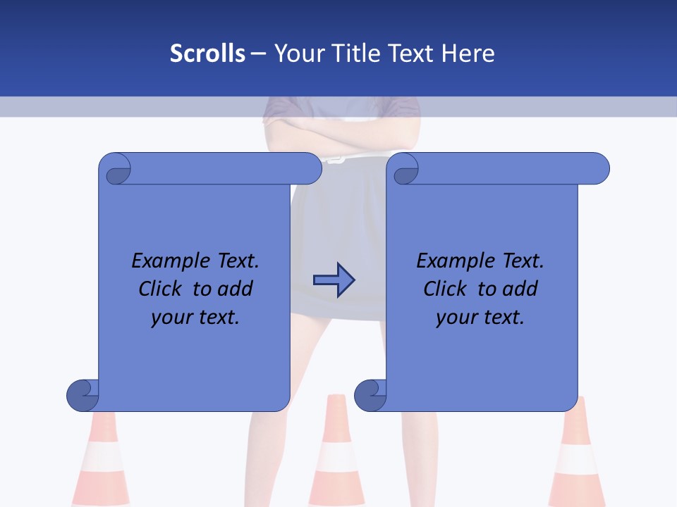 A Woman Standing In Front Of Orange Traffic Cones PowerPoint Template