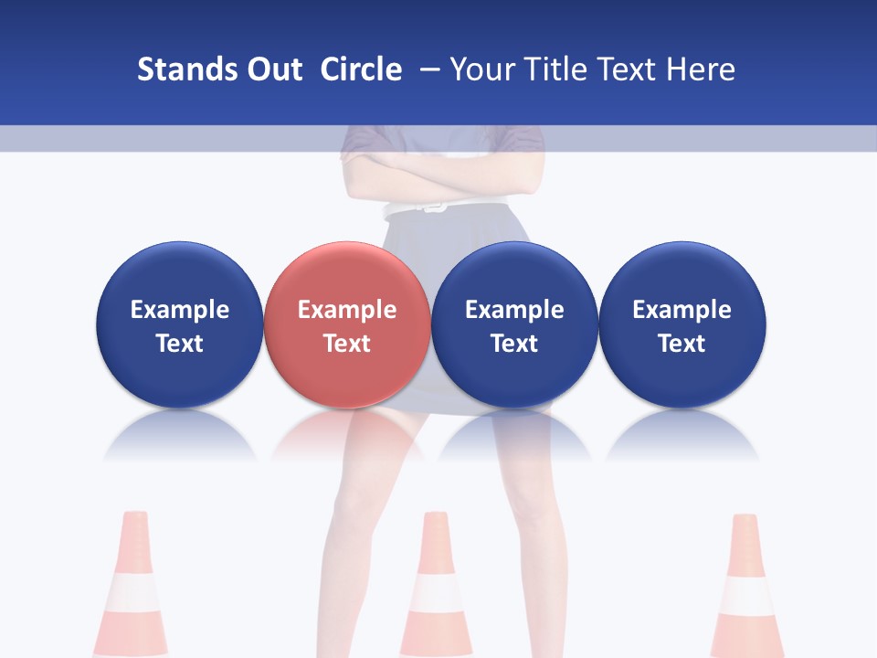 A Woman Standing In Front Of Orange Traffic Cones PowerPoint Template