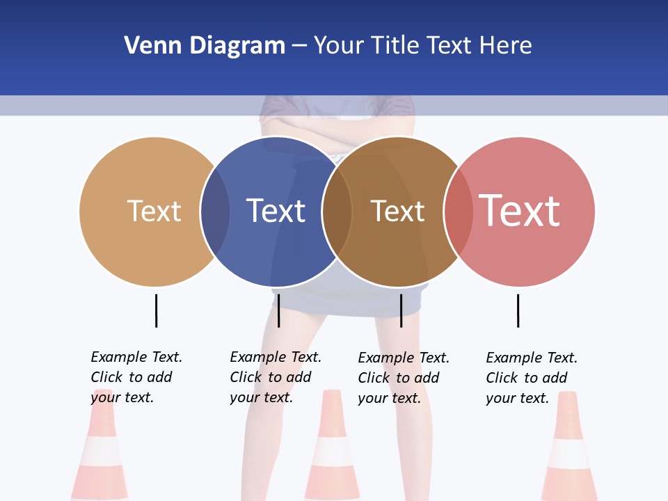 A Woman Standing In Front Of Orange Traffic Cones PowerPoint Template