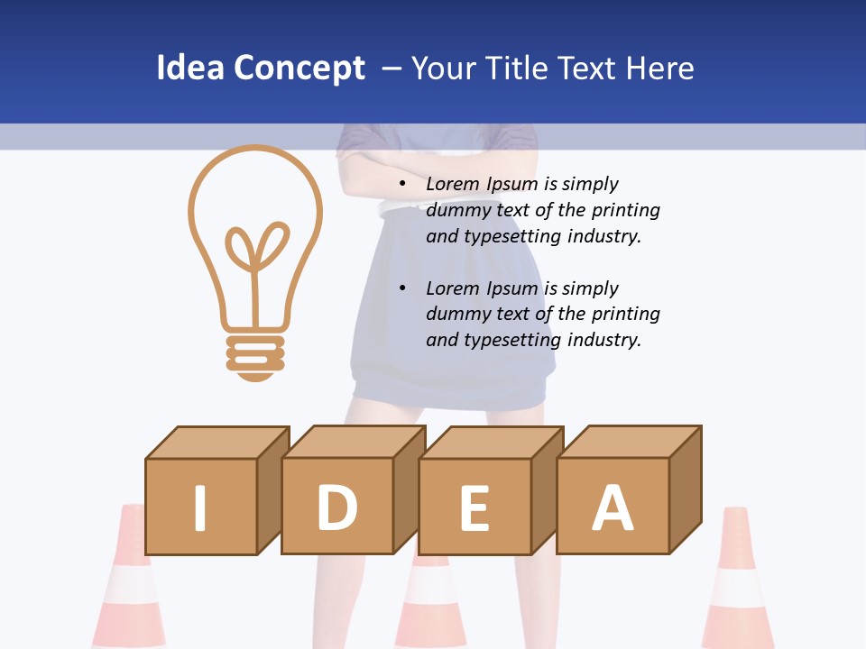 A Woman Standing In Front Of Orange Traffic Cones PowerPoint Template