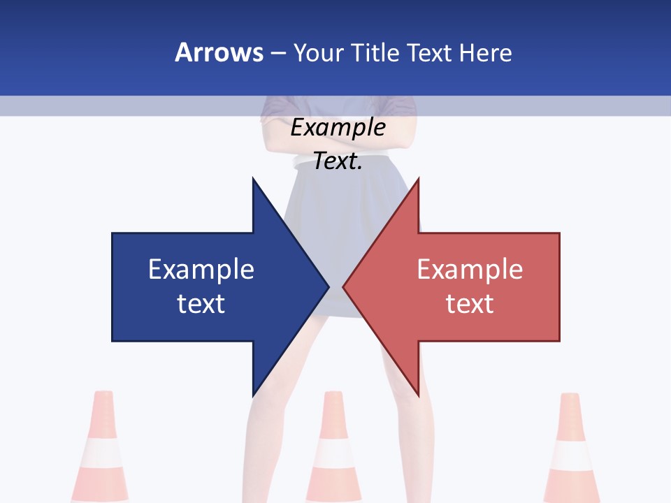 A Woman Standing In Front Of Orange Traffic Cones PowerPoint Template