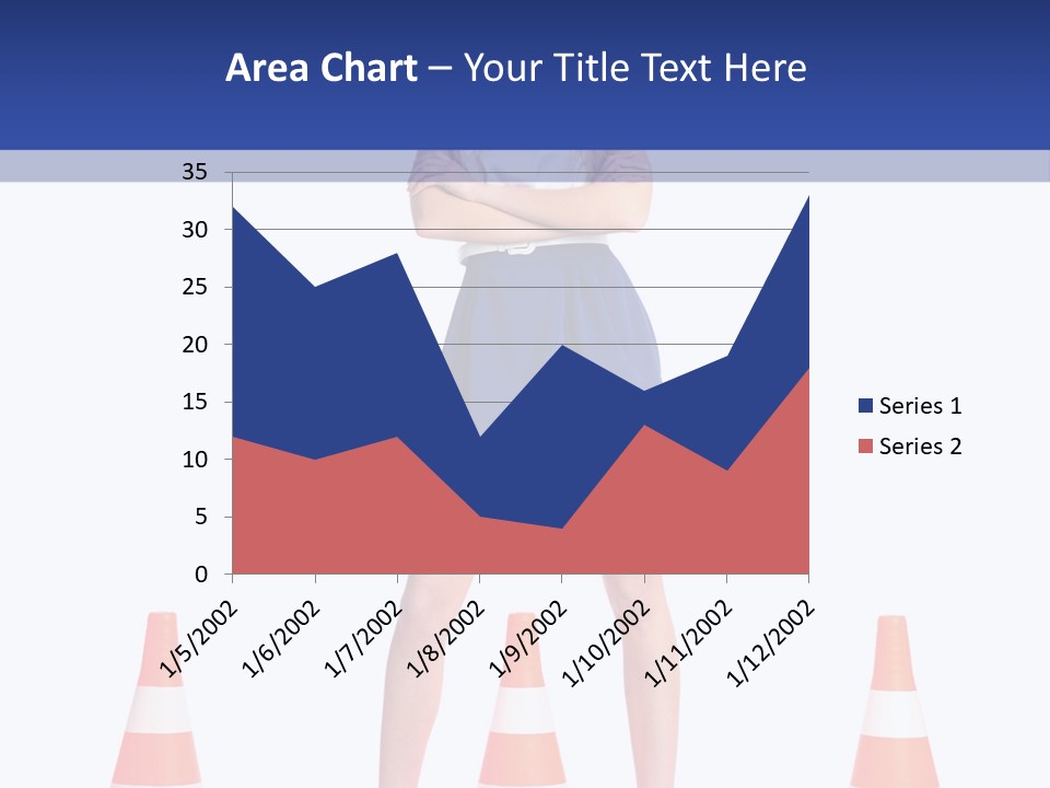 A Woman Standing In Front Of Orange Traffic Cones PowerPoint Template