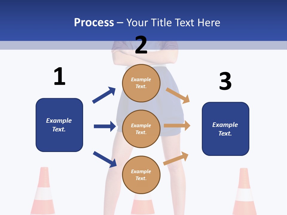 A Woman Standing In Front Of Orange Traffic Cones PowerPoint Template