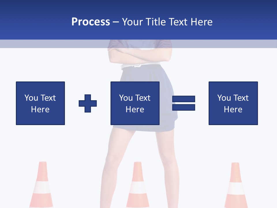 A Woman Standing In Front Of Orange Traffic Cones PowerPoint Template