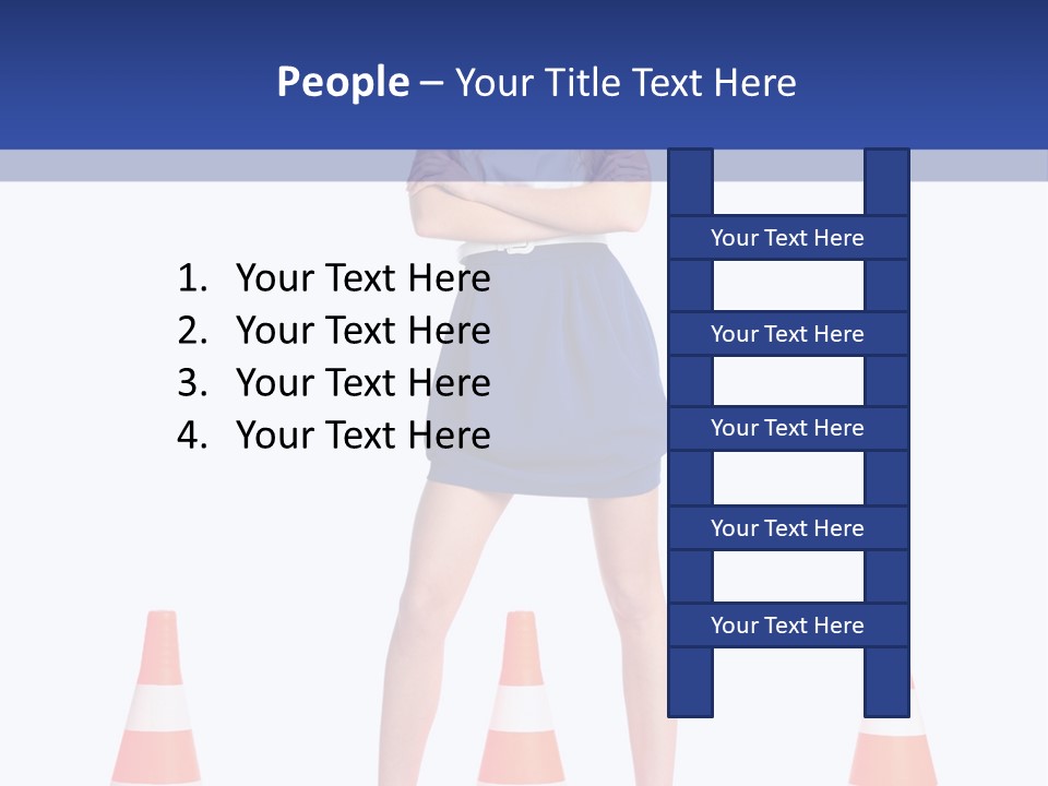 A Woman Standing In Front Of Orange Traffic Cones PowerPoint Template