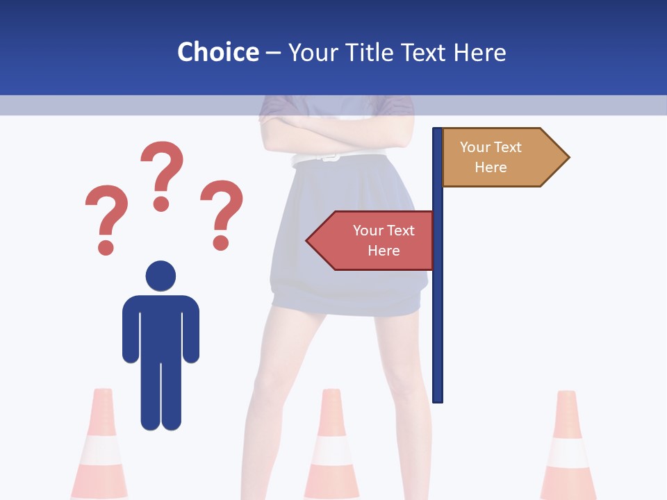 A Woman Standing In Front Of Orange Traffic Cones PowerPoint Template