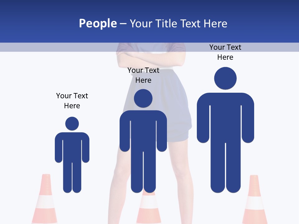 A Woman Standing In Front Of Orange Traffic Cones PowerPoint Template