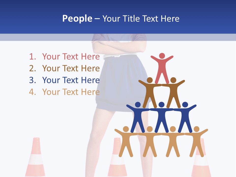 A Woman Standing In Front Of Orange Traffic Cones PowerPoint Template