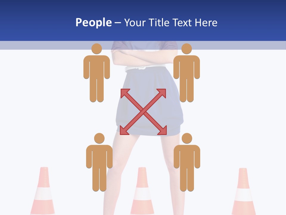 A Woman Standing In Front Of Orange Traffic Cones PowerPoint Template