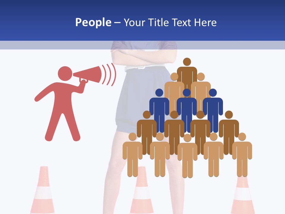 A Woman Standing In Front Of Orange Traffic Cones PowerPoint Template