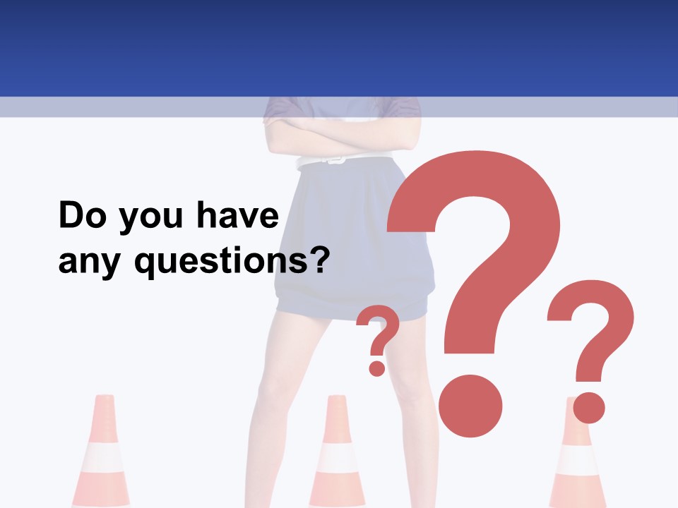 A Woman Standing In Front Of Orange Traffic Cones PowerPoint Template