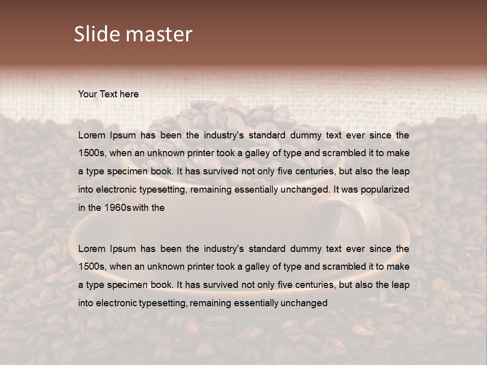 A Cup Of Coffee On Top Of A Pile Of Coffee Beans PowerPoint Template