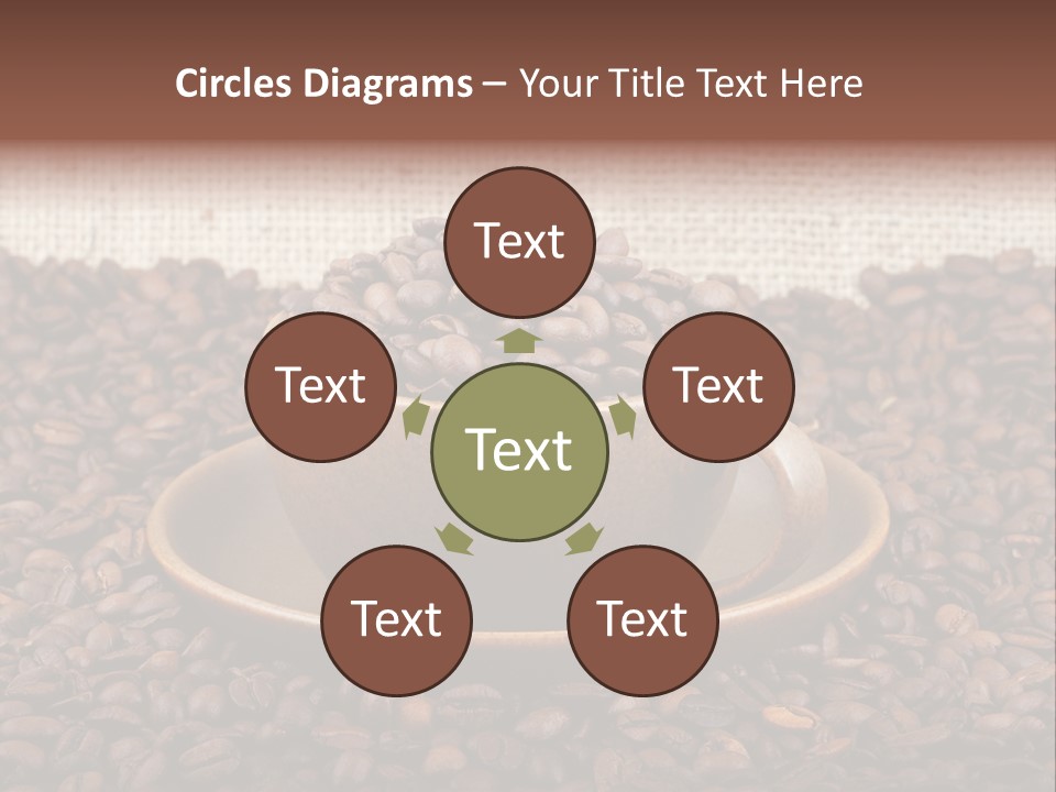 A Cup Of Coffee On Top Of A Pile Of Coffee Beans PowerPoint Template