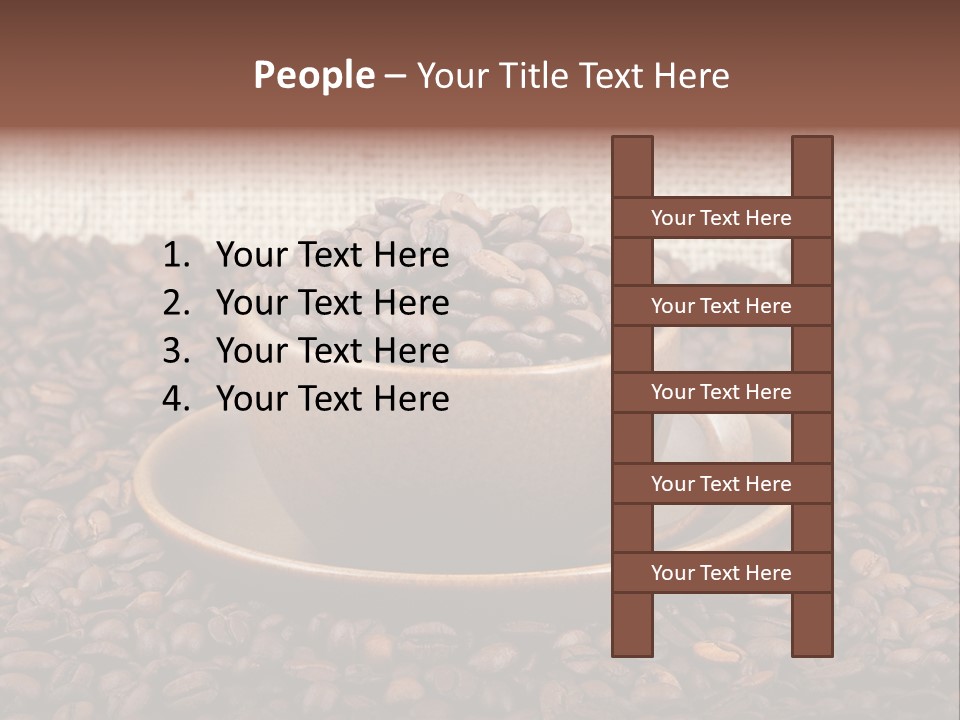 A Cup Of Coffee On Top Of A Pile Of Coffee Beans PowerPoint Template