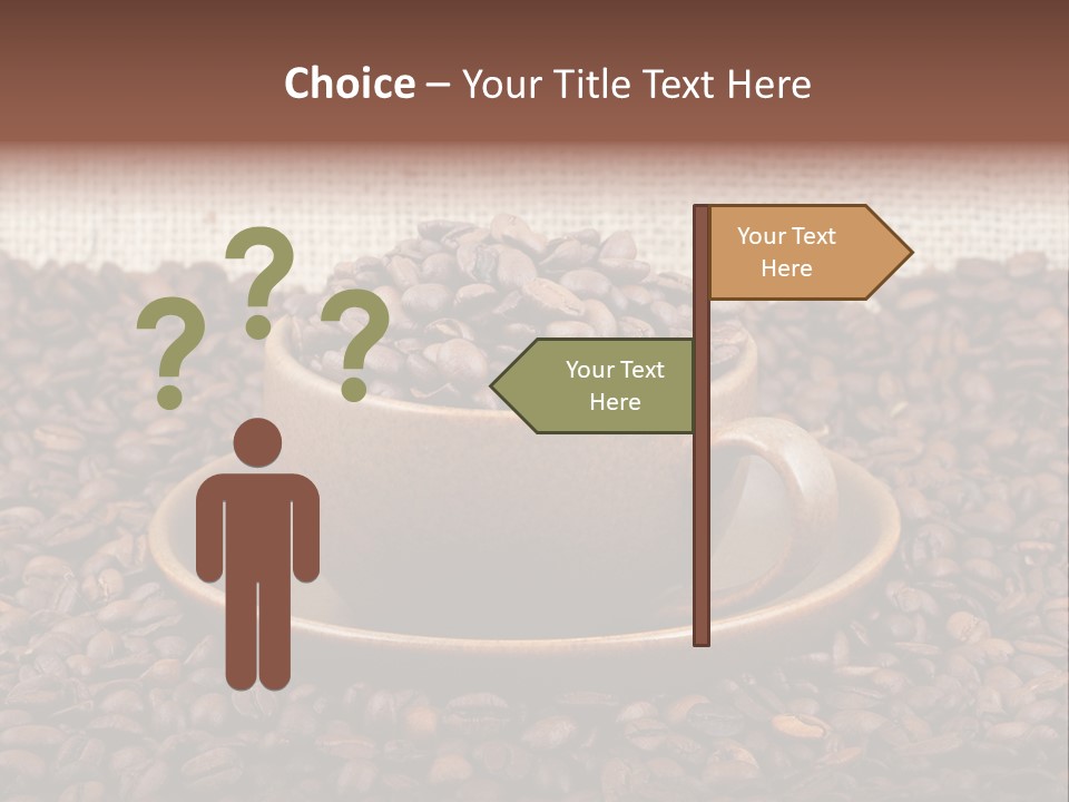 A Cup Of Coffee On Top Of A Pile Of Coffee Beans PowerPoint Template