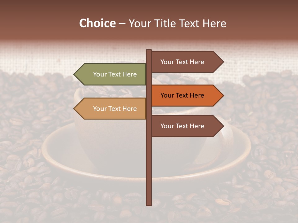 A Cup Of Coffee On Top Of A Pile Of Coffee Beans PowerPoint Template