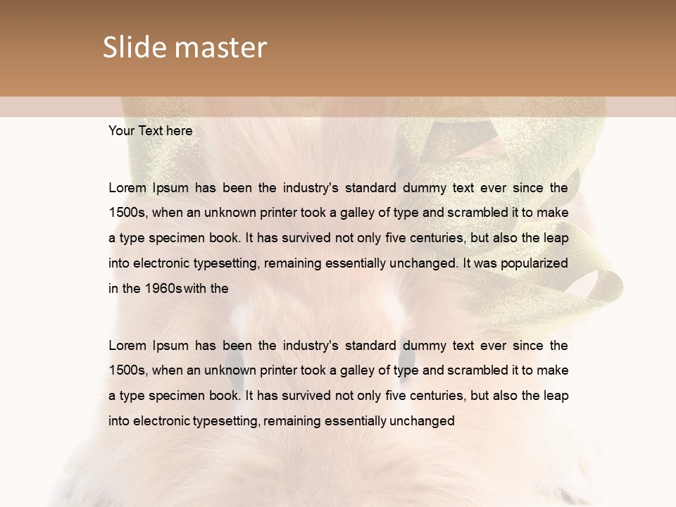 A Brown Bunny With A Green Bow On Its Head PowerPoint Template