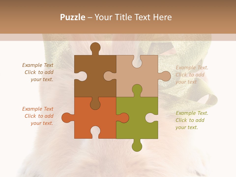 A Brown Bunny With A Green Bow On Its Head PowerPoint Template