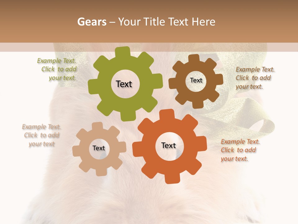 A Brown Bunny With A Green Bow On Its Head PowerPoint Template