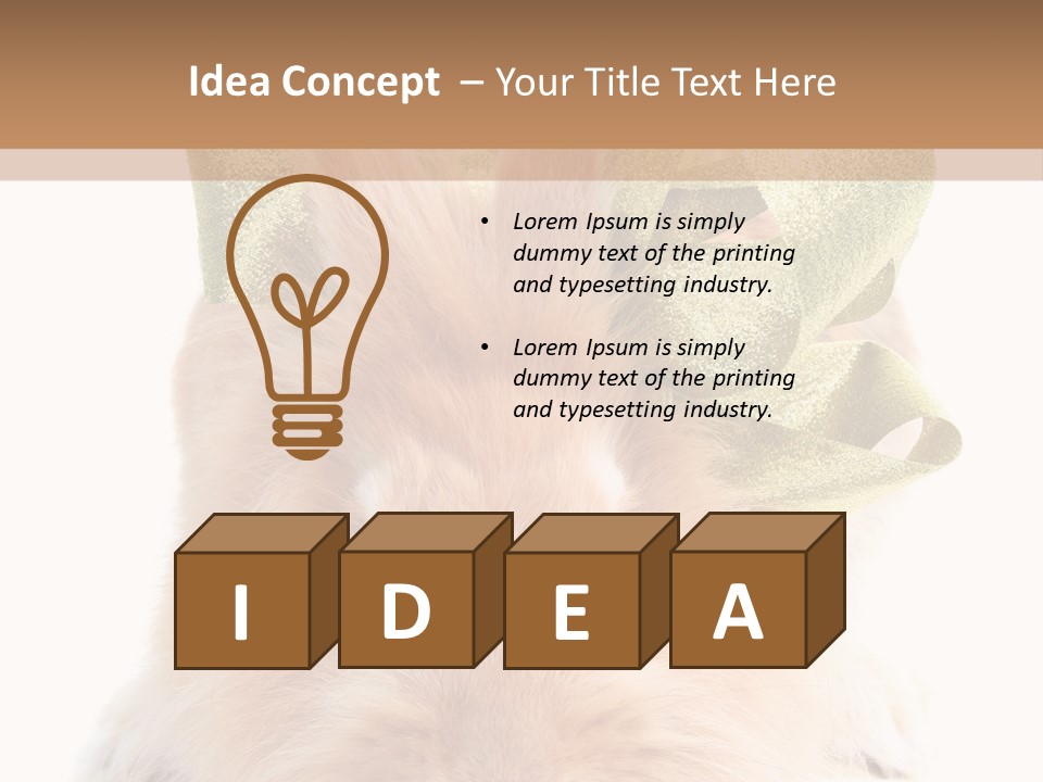 A Brown Bunny With A Green Bow On Its Head PowerPoint Template