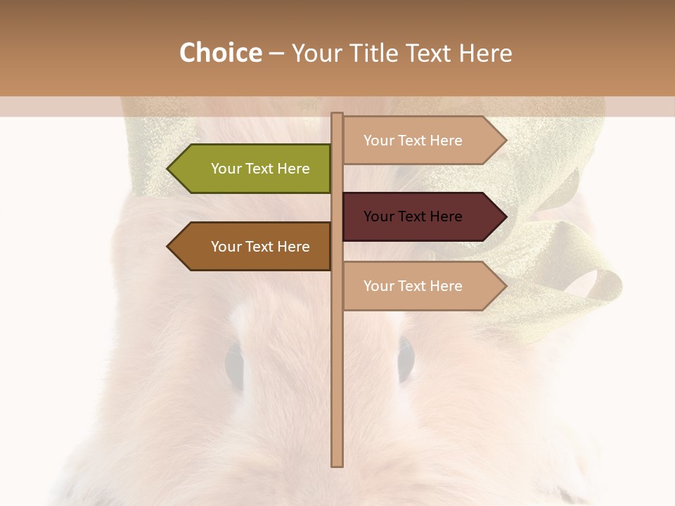 A Brown Bunny With A Green Bow On Its Head PowerPoint Template
