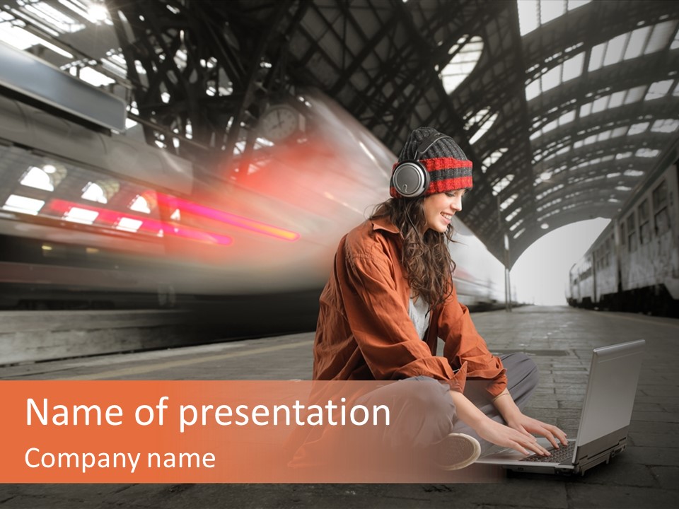 Caucasian Railway Listen PowerPoint Template