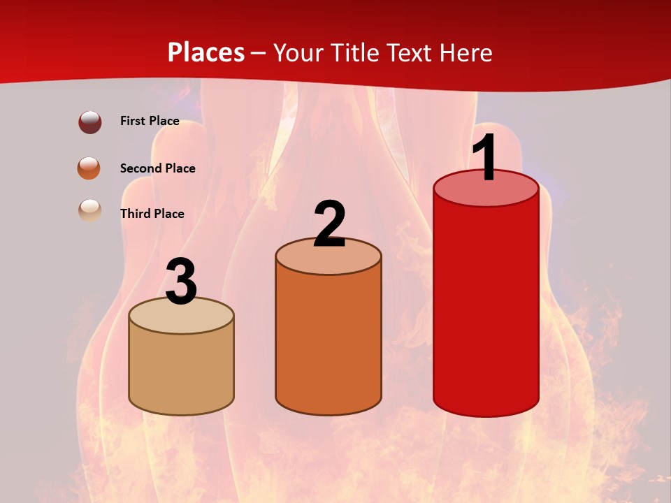 A Group Of Bowling Pins In Flames On A Black Background PowerPoint Template