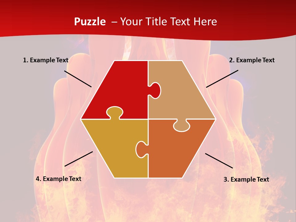 A Group Of Bowling Pins In Flames On A Black Background PowerPoint Template