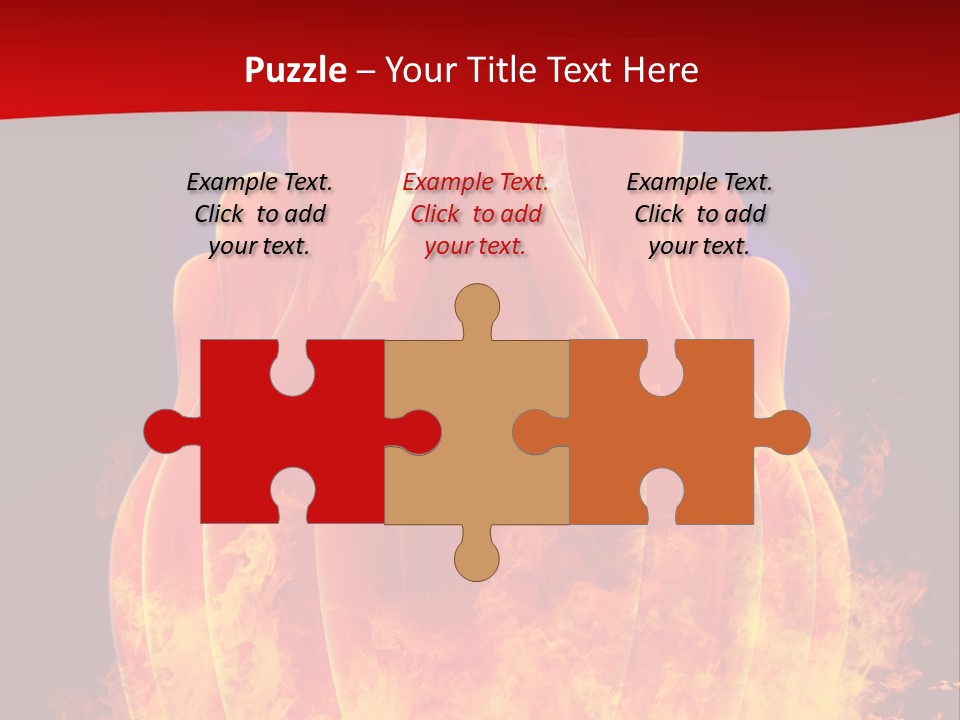 A Group Of Bowling Pins In Flames On A Black Background PowerPoint Template