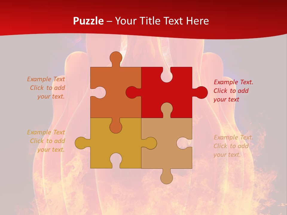 A Group Of Bowling Pins In Flames On A Black Background PowerPoint Template