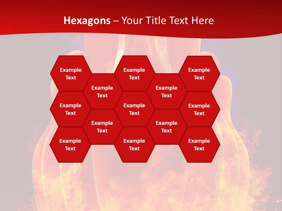 A Group Of Bowling Pins In Flames On A Black Background PowerPoint Template