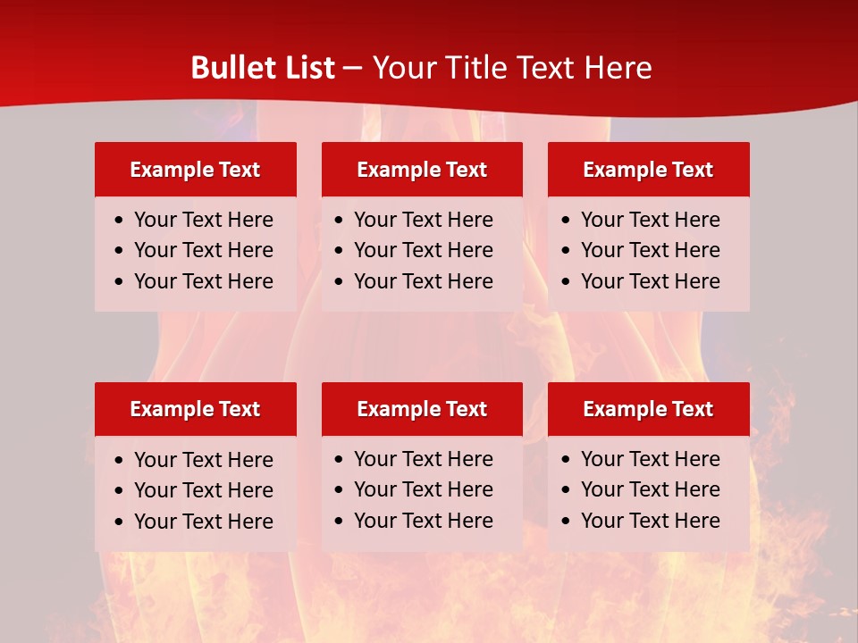 A Group Of Bowling Pins In Flames On A Black Background PowerPoint Template