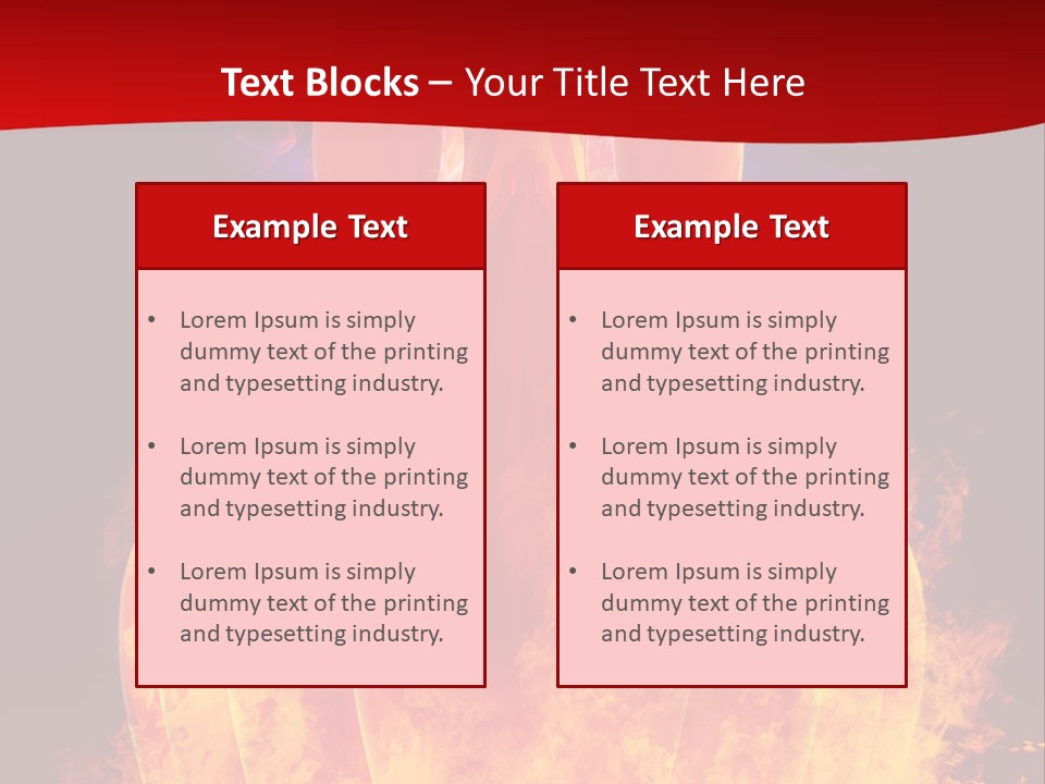A Group Of Bowling Pins In Flames On A Black Background PowerPoint Template