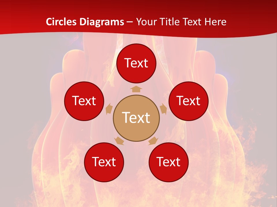A Group Of Bowling Pins In Flames On A Black Background PowerPoint Template