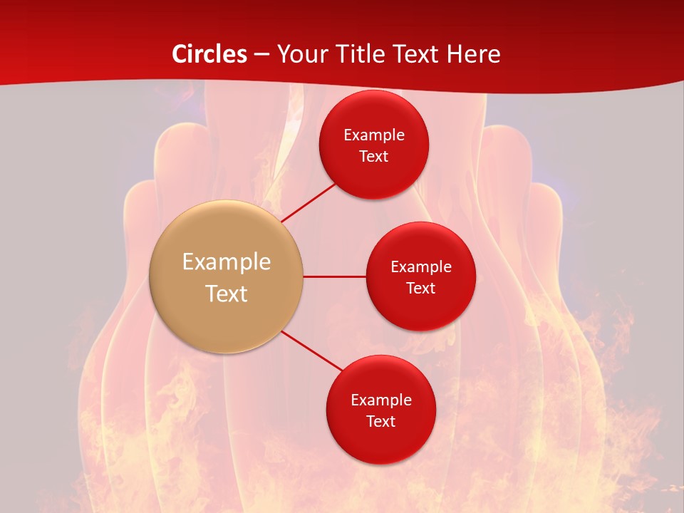 A Group Of Bowling Pins In Flames On A Black Background PowerPoint Template