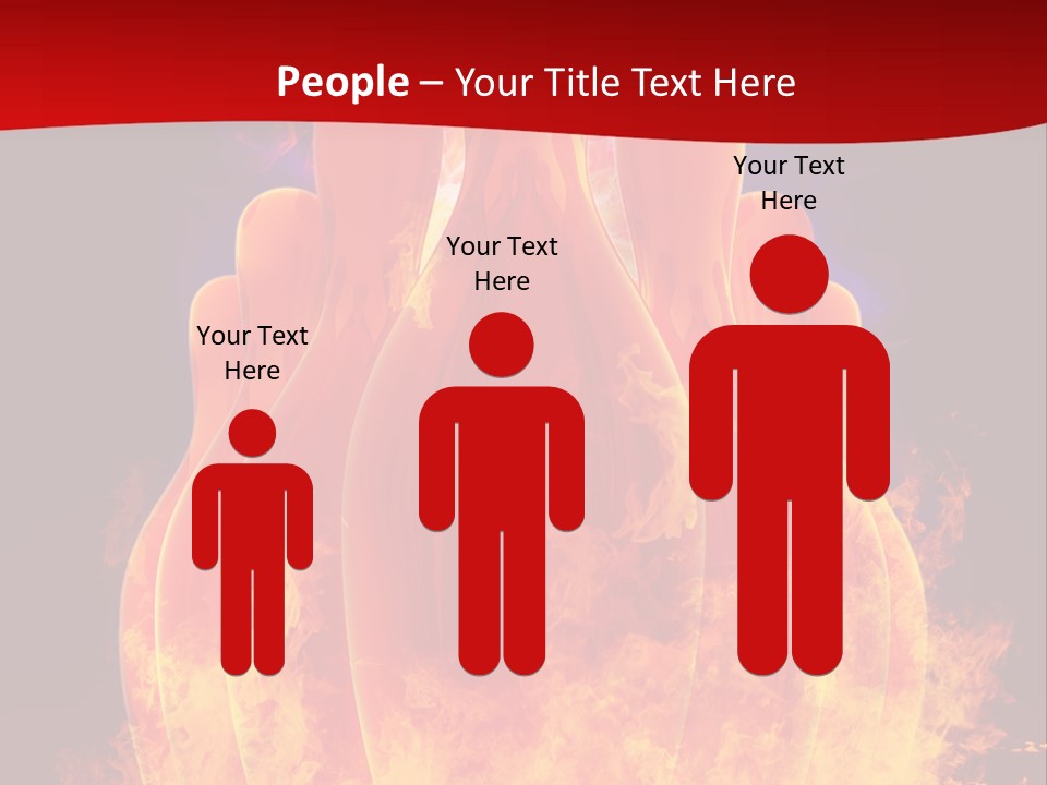A Group Of Bowling Pins In Flames On A Black Background PowerPoint Template