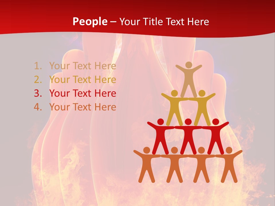 A Group Of Bowling Pins In Flames On A Black Background PowerPoint Template