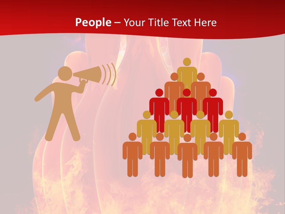 A Group Of Bowling Pins In Flames On A Black Background PowerPoint Template