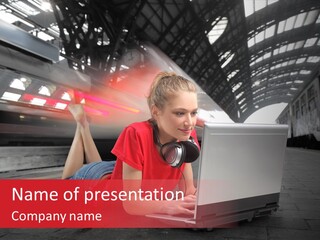 Young Computer Write PowerPoint Template