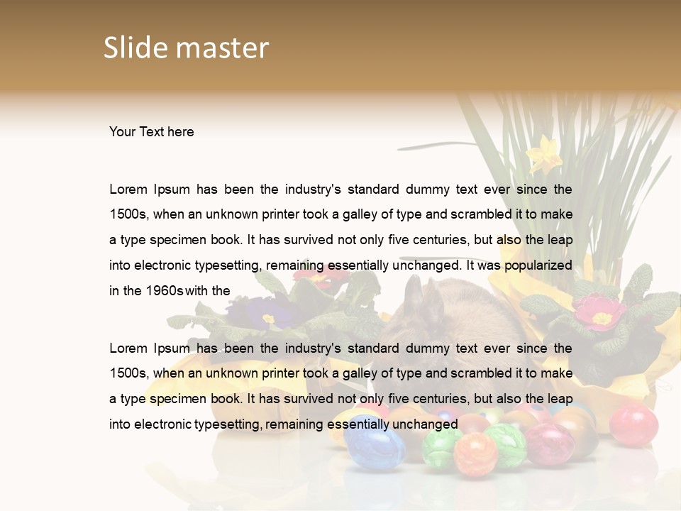 A Hamster In A Basket With Flowers And Eggs PowerPoint Template