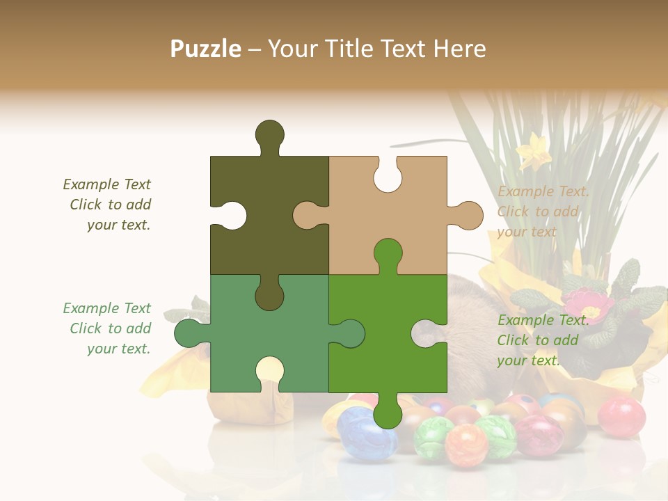 A Hamster In A Basket With Flowers And Eggs PowerPoint Template