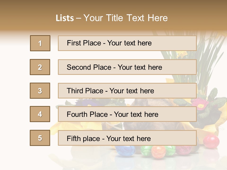 A Hamster In A Basket With Flowers And Eggs PowerPoint Template