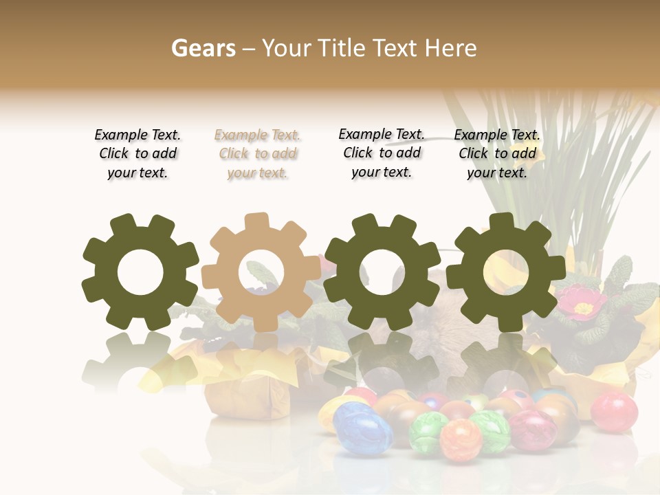 A Hamster In A Basket With Flowers And Eggs PowerPoint Template