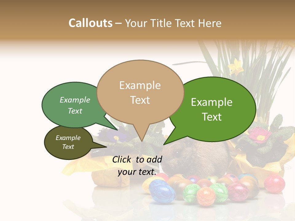 A Hamster In A Basket With Flowers And Eggs PowerPoint Template
