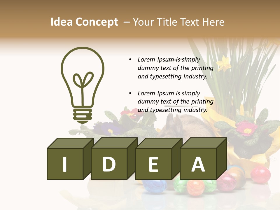 A Hamster In A Basket With Flowers And Eggs PowerPoint Template